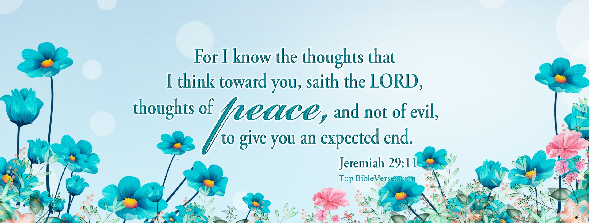 Jeremiah 29-11 - For I know the thoughts that I think toward you, saith the LORD, thoughts of peace, and not of evil, to give you an expected end. Christian Facebook Bible Verse Cover Photos.