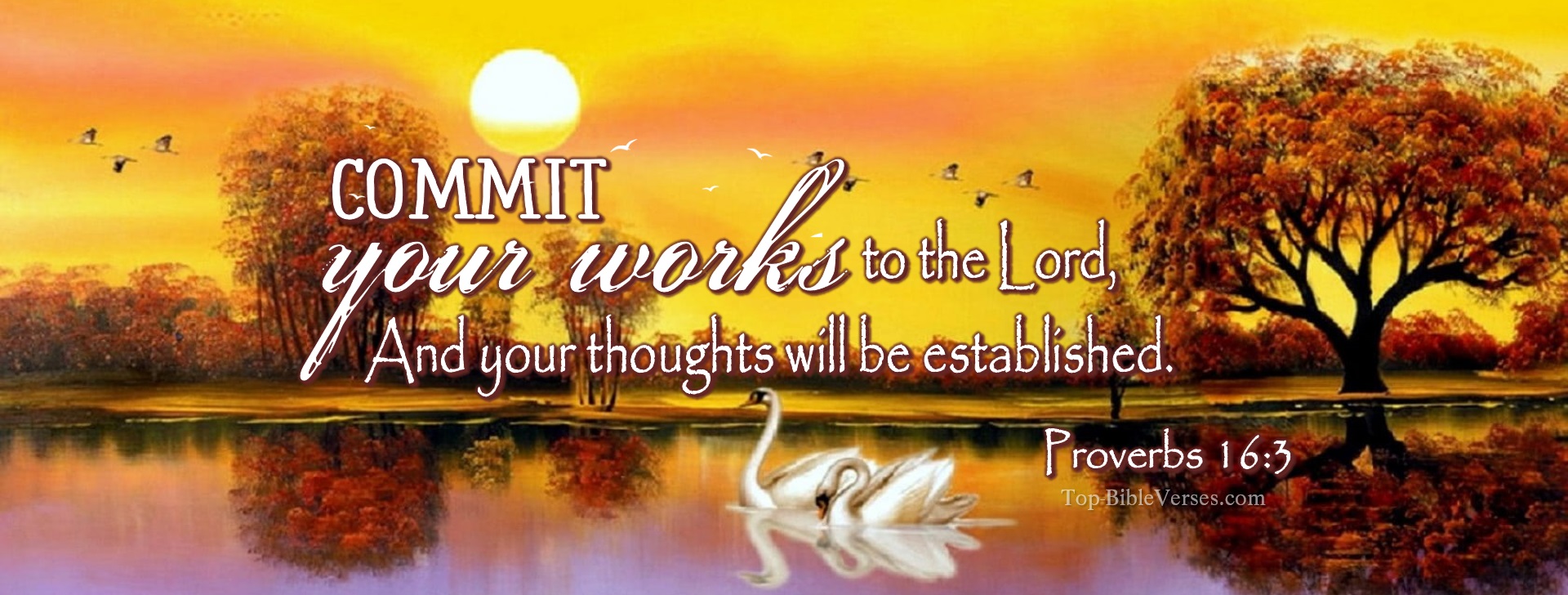 Proverbs 16-3 - Commit your works to the Lord, And your thoughts will be established. Christian Facebook Bible Verse Cover Photos.