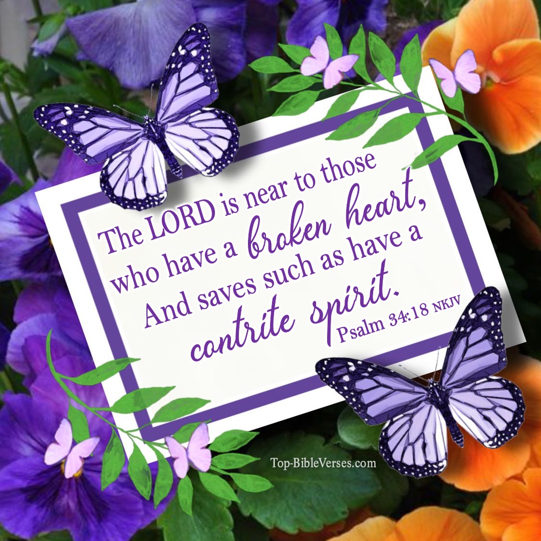 Psalm 34-18 NKJV WhatsApp Bible Quotes DP. Inspirational Bible Verse Images.
