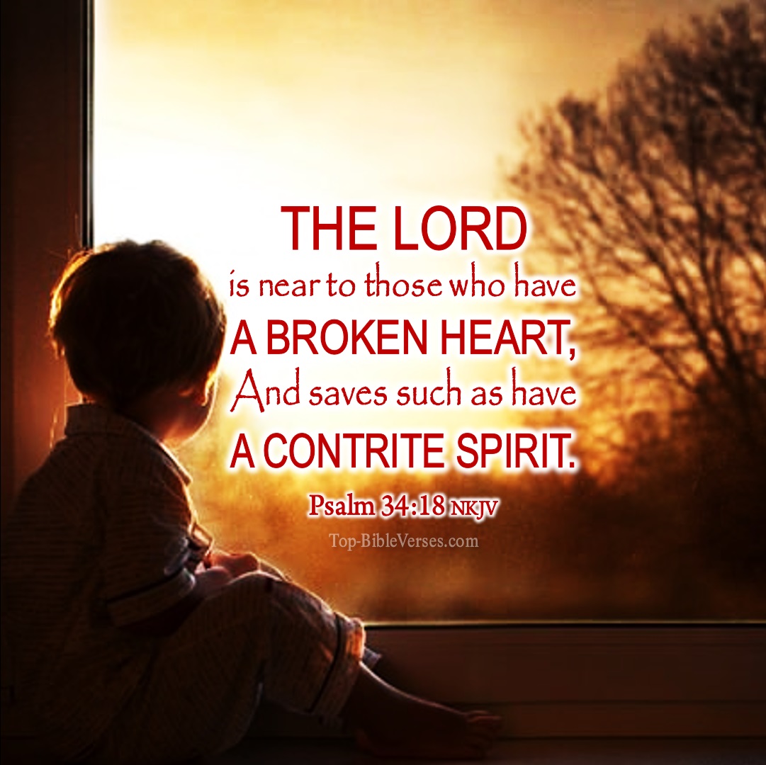 Psalm 34-18 NKJV WhatsApp Bible Quotes DP. Inspirational Bible Verse Images.
