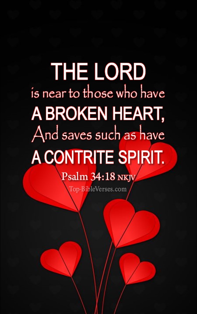 Psalm 34-18 NKJV Christian Bible Verse Mobile Wallpaper. Top-BibleVerses.com