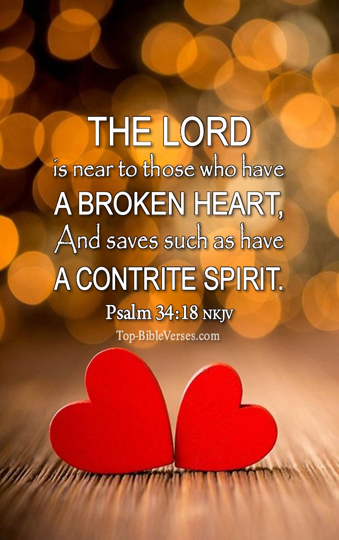 Psalm 34-18 - The LORD is near to those who have a broken heart. NKJV Christian Bible Verse Mobile Wallpaper.