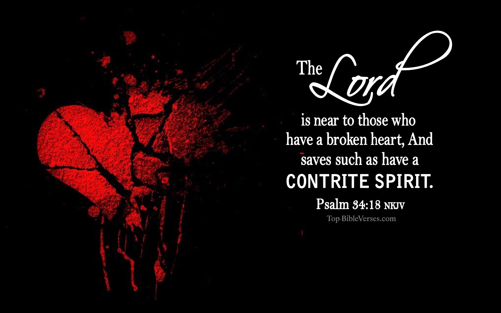 Psalm 34-18 NKJV Inspirational Bible Verse Images. Top-BibleVerses.com