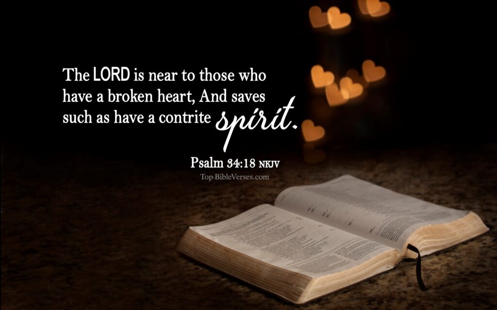 Psalm 34-18 NKJV Inspirational Bible Verse Images. Top-BibleVerses.com