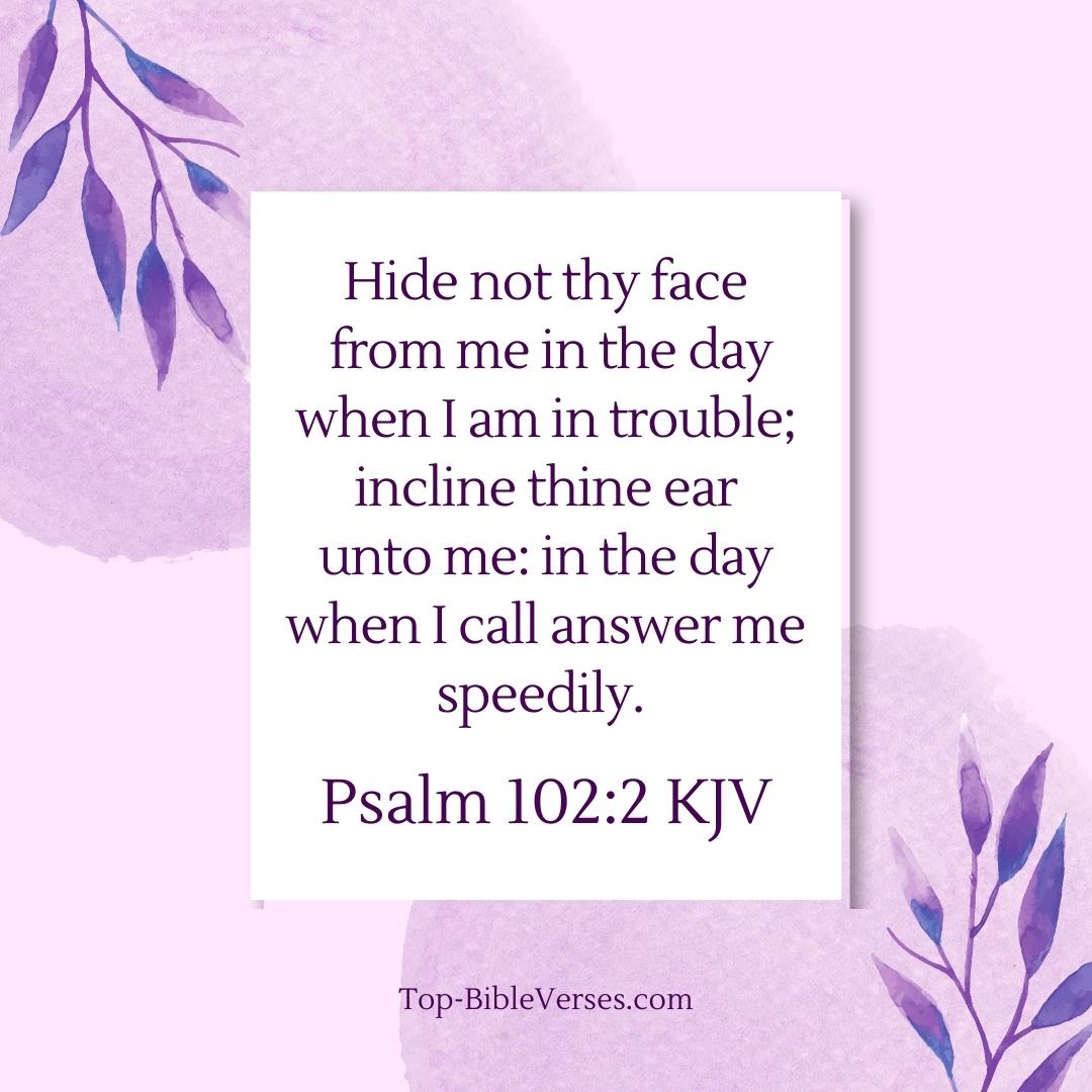 Psalm 102-2 KJV - Hide not thy face from me in the day when I am in trouble.