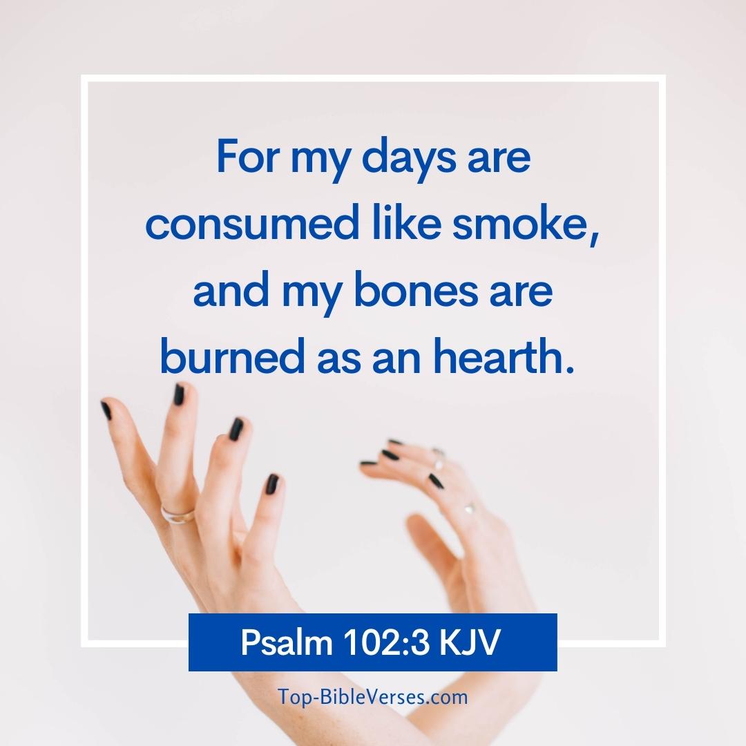 Psalm 102-3 KJV - For my days are consumed like smoke, and my bones are burned as an hearth.