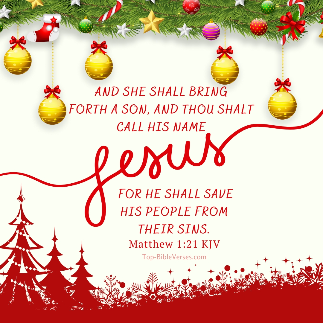 Matthew 1:21 Christmas Bible Quotes DP | And She Shall Bring Forth ...